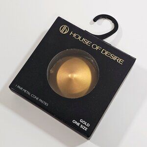 House of Desire Metal Cone Round Nipple Covers Pasties, Gold, One Size